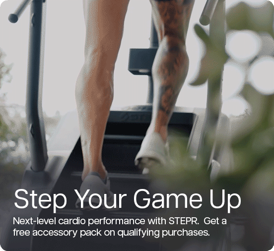 Step Your Game Up. Next-level cardio performance with STEPR.  Get a free accessory pack on qualifying purchases.