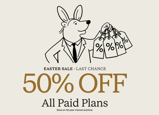 Last chance Easter Sale 50% Off All Paid Plans