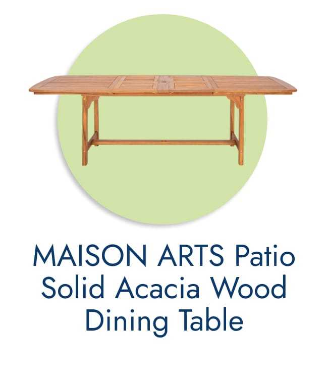 MAISON ARTS Patio Solid Acacia Wood Dining Table