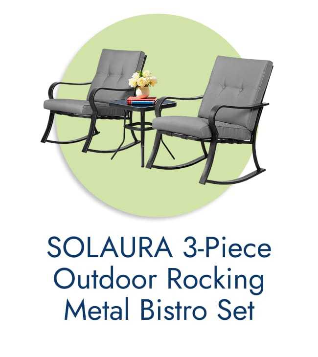 SOLAURA 3-Piece Outdoor Rocking Metal Bistro Set