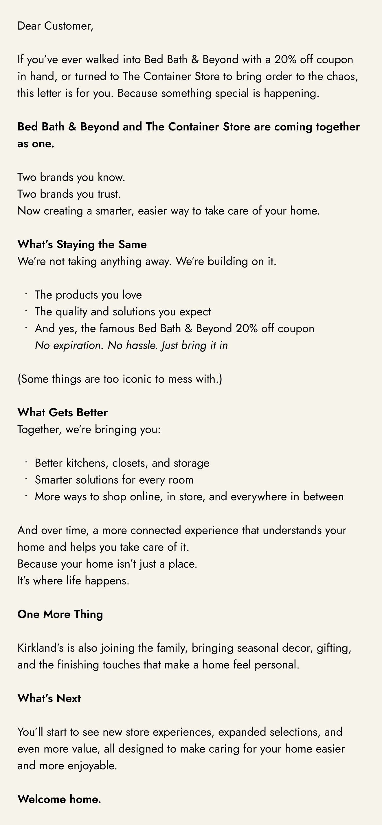 Welcome Home to Our Family of Brands