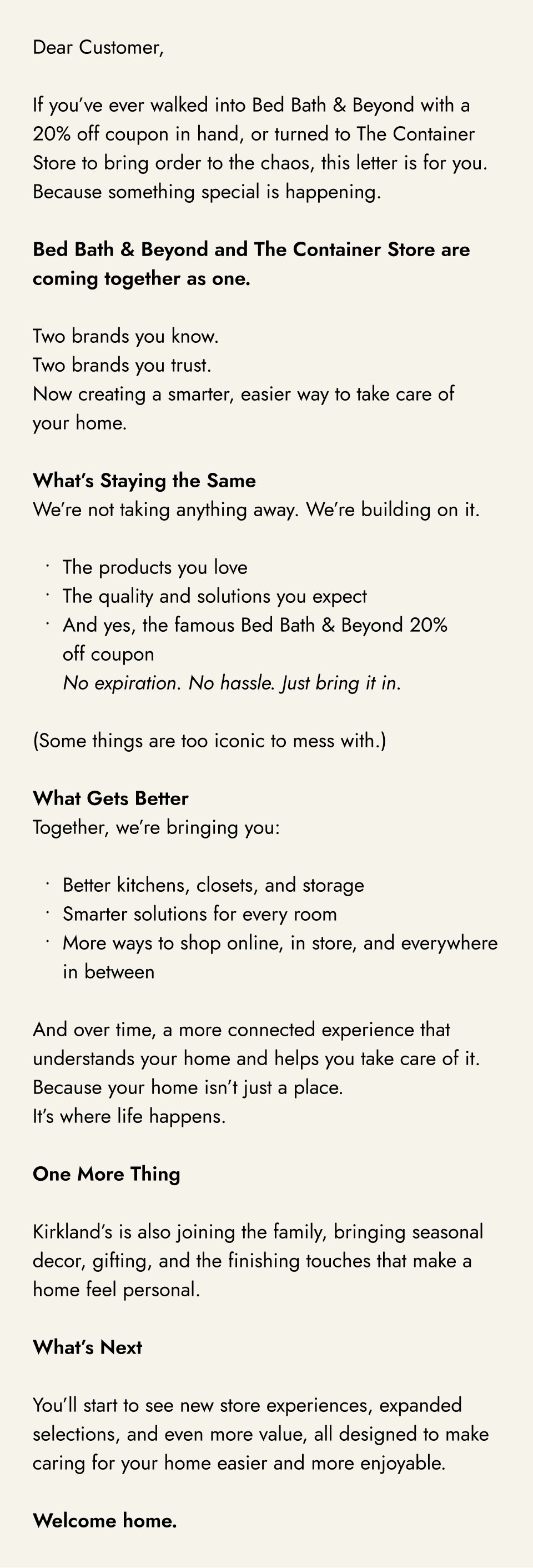 Welcome Home to our Family of Brands