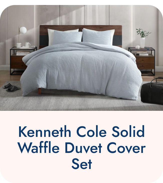 Kenneth Cole Solid Waffle Duvet Cover Set