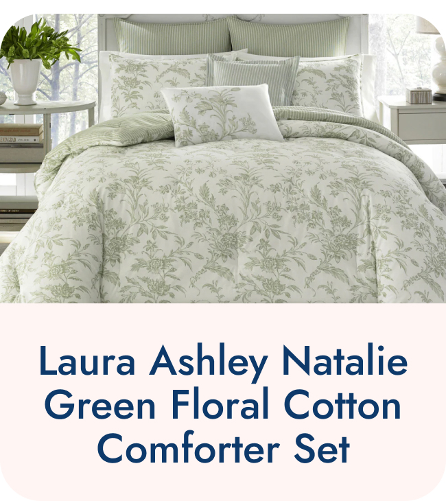 Laura Ashley Natalie Green Floral Cotton Comforter Set