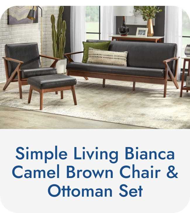 Simple Living Bianca camel brown chair & ottoman set