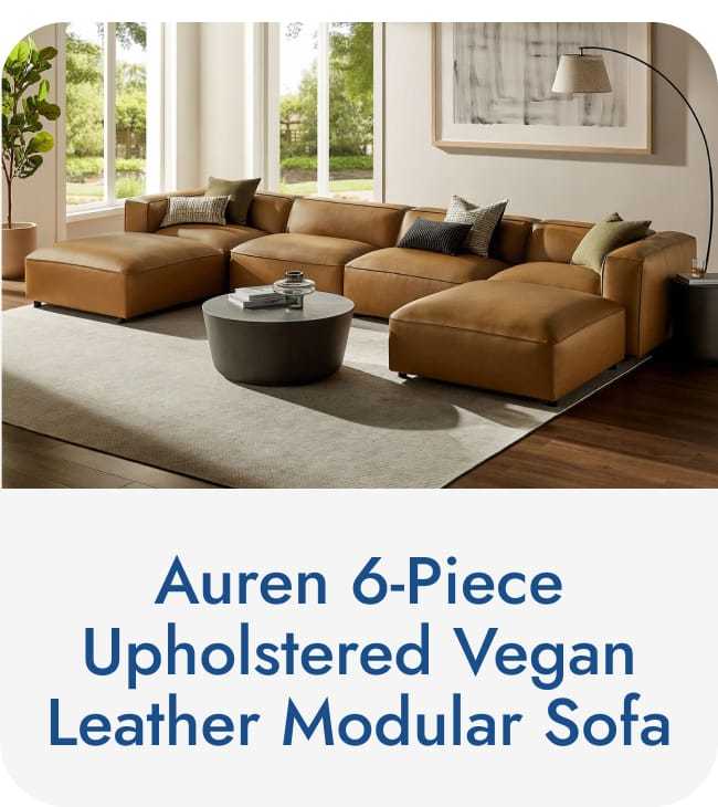Auren 6-Piece Upholstered Vegan Leather Modular Sofa