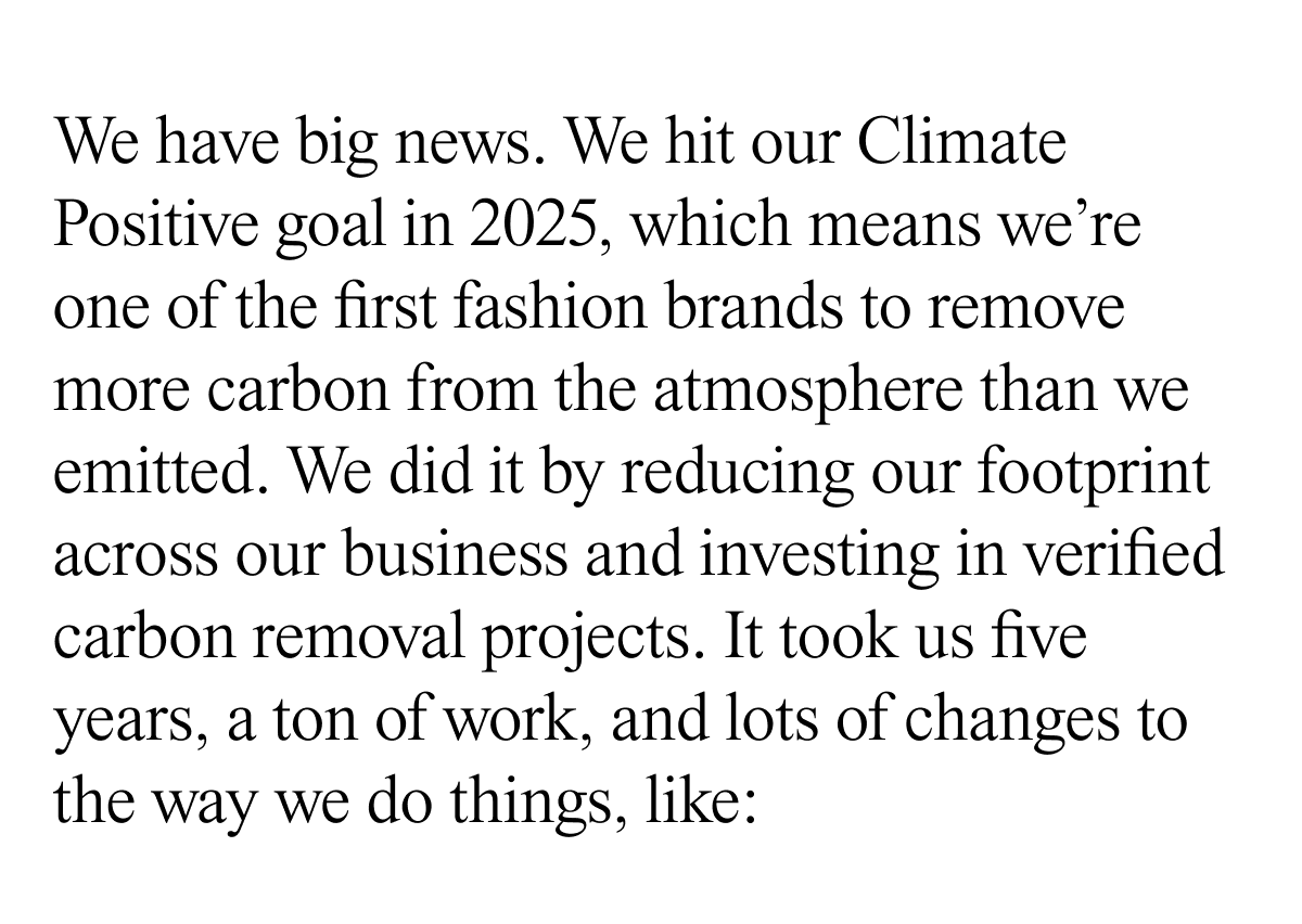 We hit our Climate Positive goal in 2025