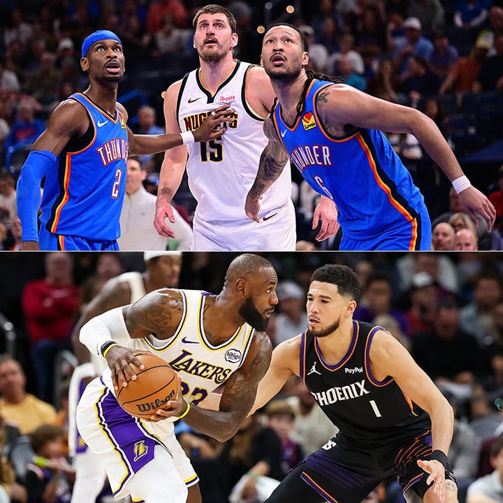 Shai Gilgeous-Alexander, Nikola Jokić, Jaylin Williams, LeBron James, Devin Booker