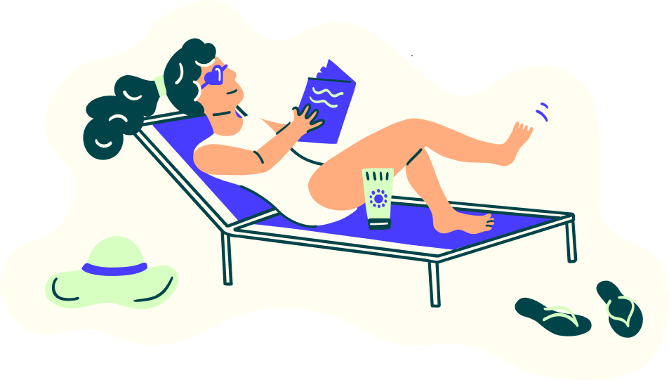 Woman on a beach chair