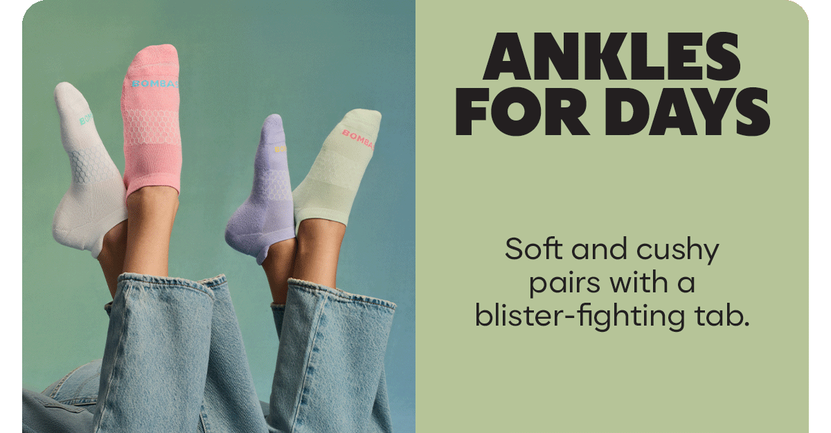 ANKLES FOR DAYS | Soft and cushy pairs with a blister-fighting tab.