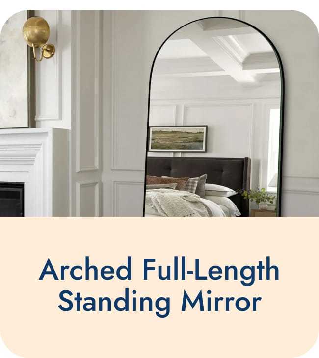 Arched full-length standing mirror