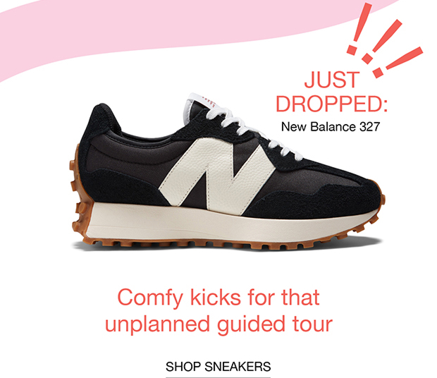 Just Dropped: New Balance 327 | Comfy kicks for the unplanned guided tour | Shop Sneakers