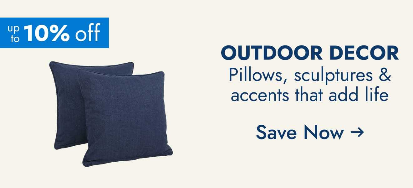 Outdoor decor--pillows, sculptures & accents that add life--save now