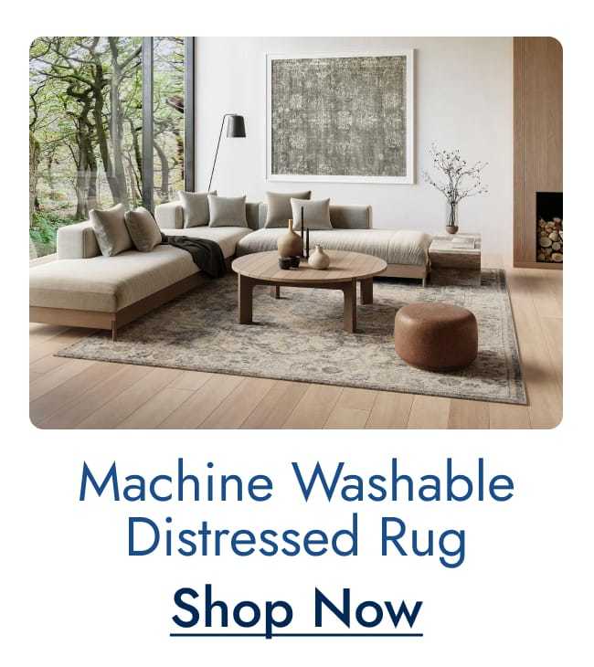 Machine washable distressed rug