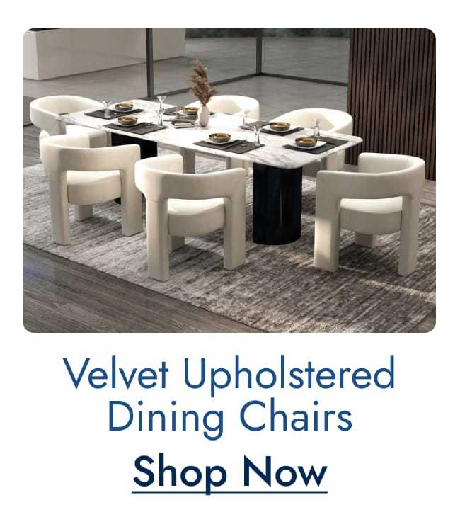 Velvet upholstered dining chairs