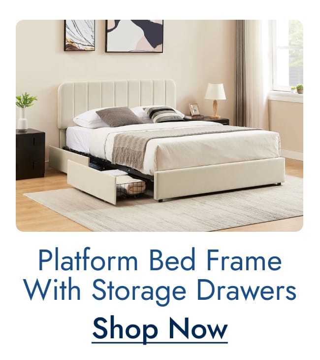 Platform bed frame with storage drawers