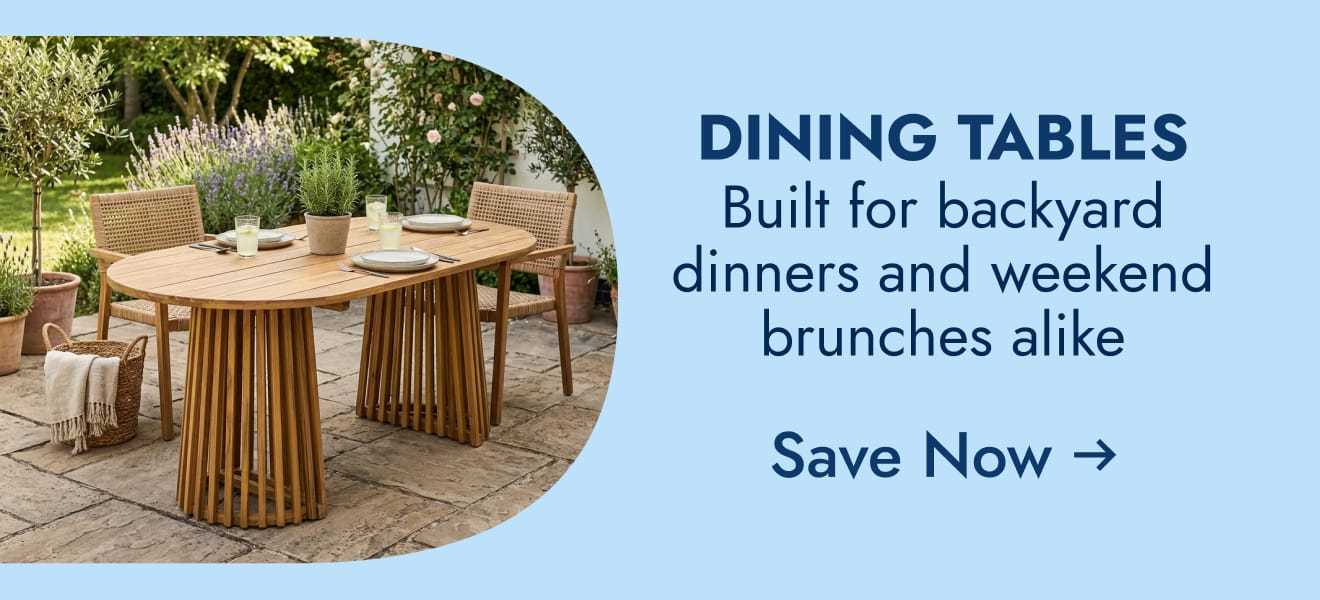 Dining tables--built for backyard dinners and weekend brunches alike