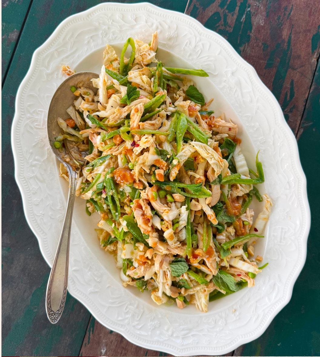 Chicken & Cabbage Salad With Gingery Peanut Dressing