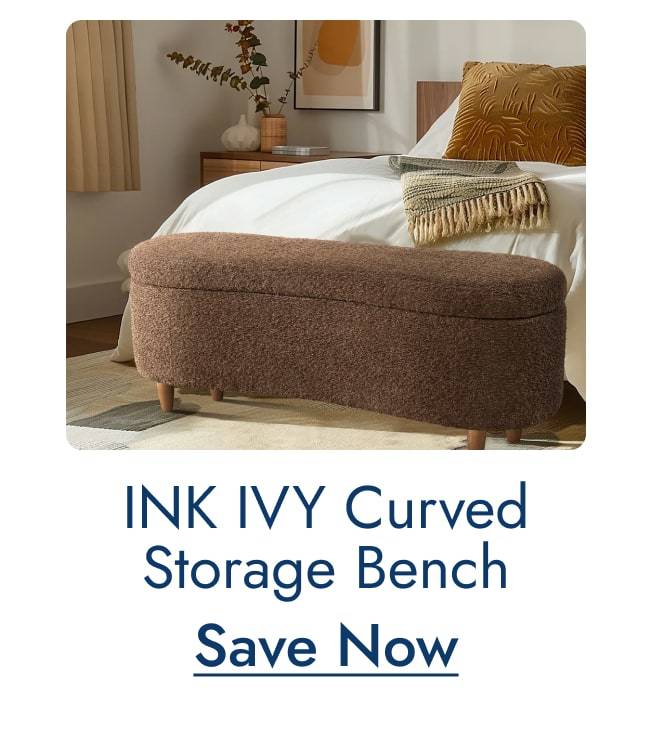 INK IVY Boucle-Style Curved Storage Bench