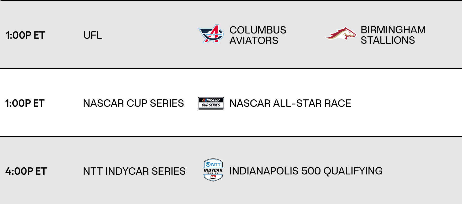Full Sports Schedule on FOX One