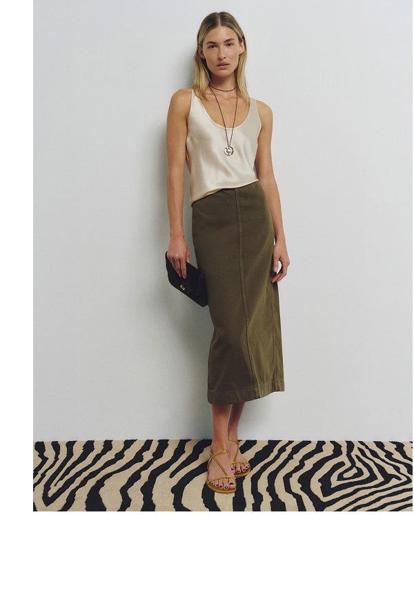 Regina Mid Rise Midi Skirt