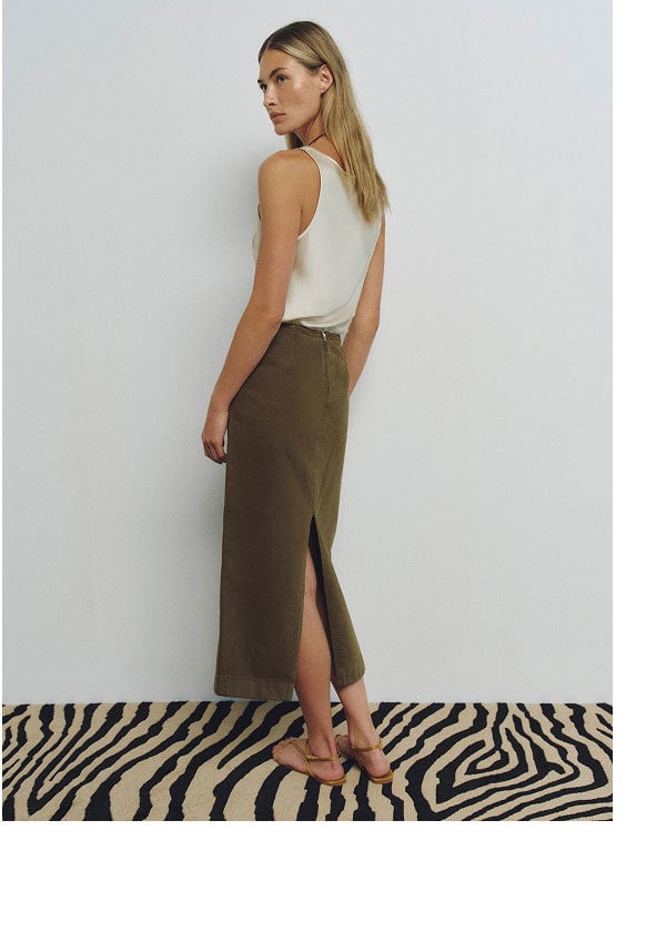 Regina Mid Rise Midi Skirt