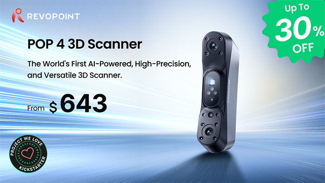 Revopoint POP 4 3D Scanner: Blue Laser, Full-Field & VCSEL NIR