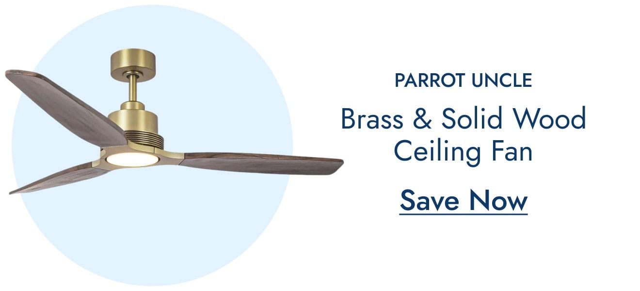 Parrot Uncle Brass & Solid Wood Ceiling Fan