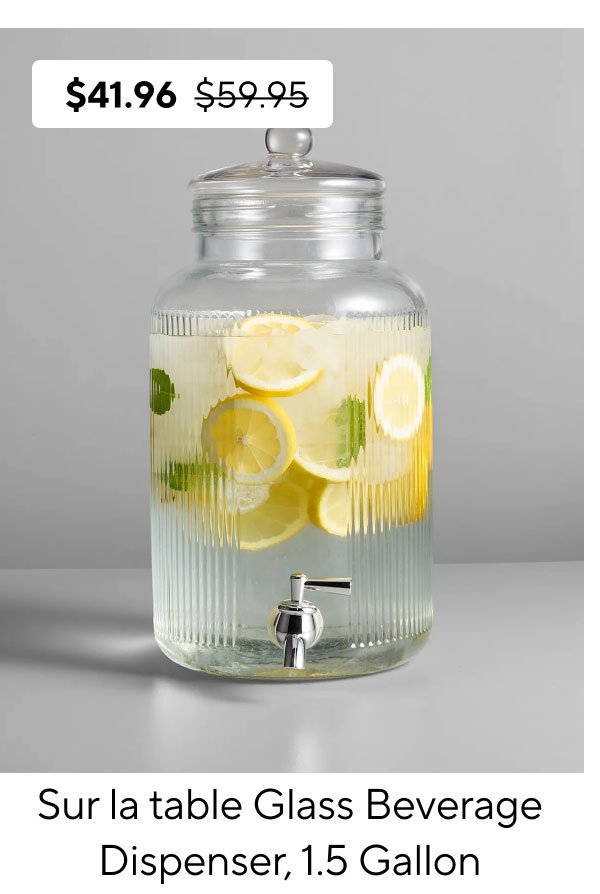 Sur La Table Glass Beverage Dispenser, 1.5 Gallon