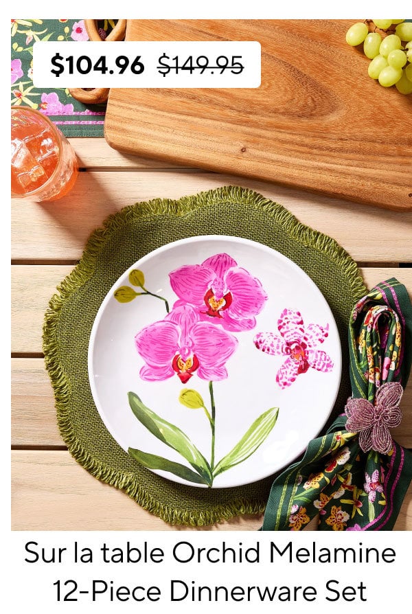 Sur La Table Orchid Melamine 12-Piece Dinnerware Set