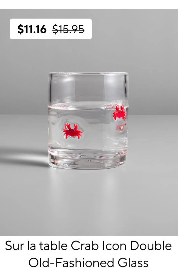 Sur La Table Crab Icon Double Old-Fashioned Glass
