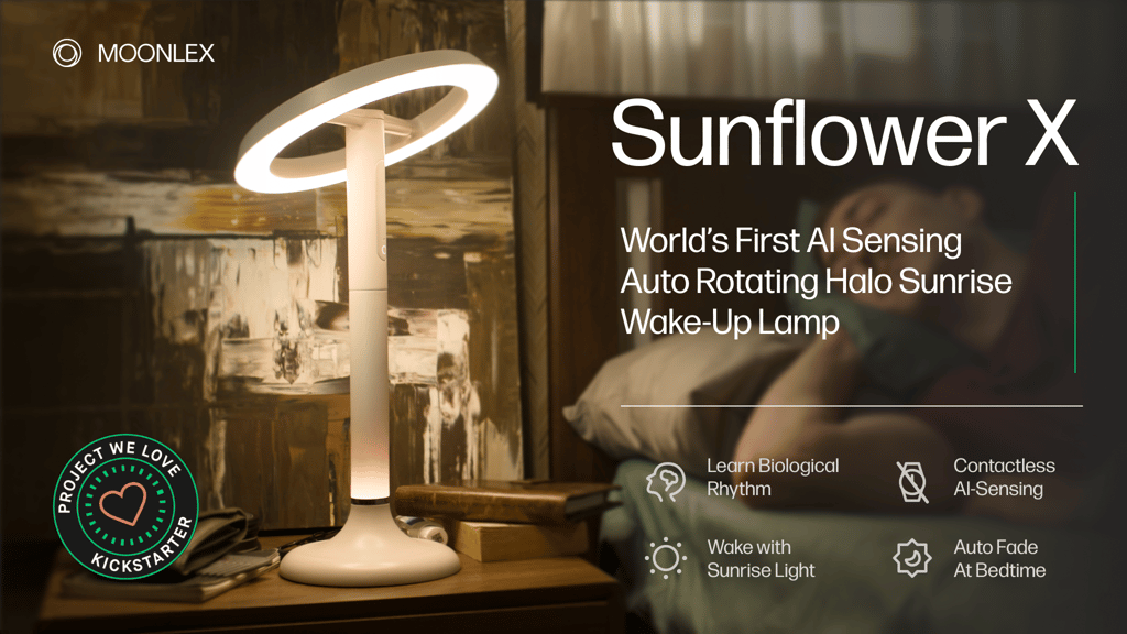 Sunflower X: AI-Powered Sensing & Rotating Wake-Up Lamp Sunflower X: AI-Powered Sensing & Rotating Wake-Up Lamp