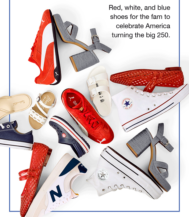 Red, white, and blue shoes for the fam to celebrate America turning the big 250.