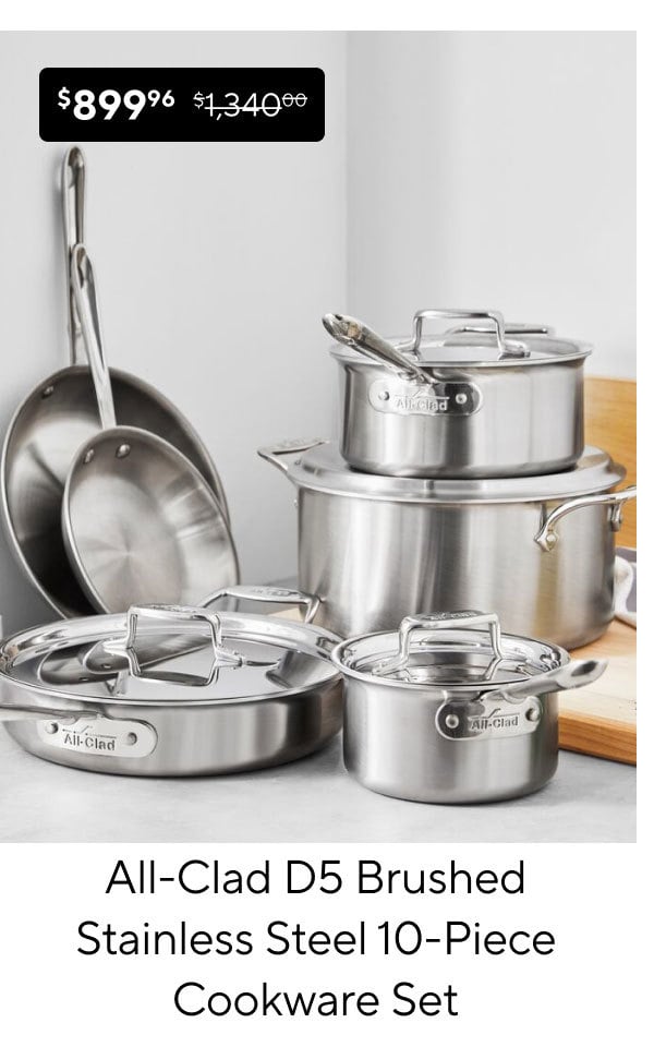 All-Clad D5 Brushed Stainless Steel 10-Piece Cookware Set