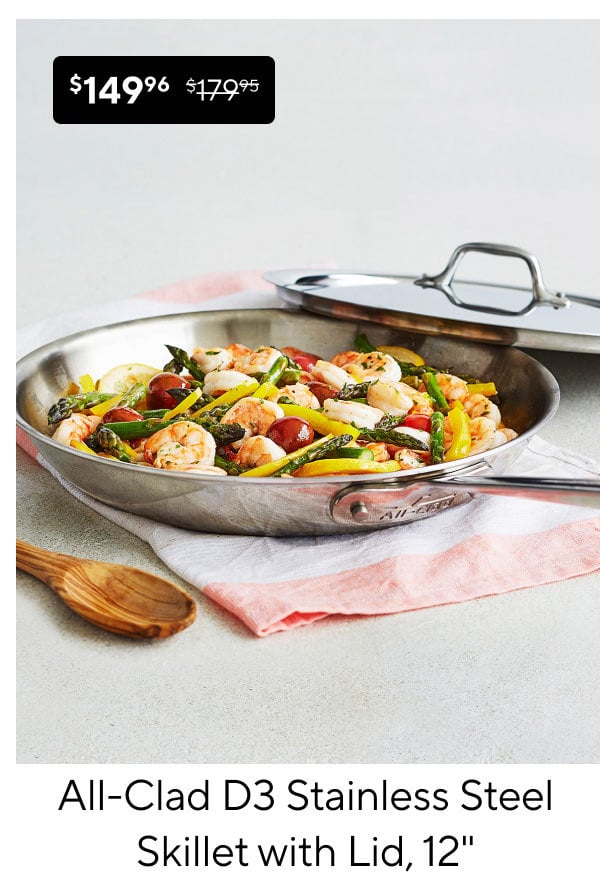 All-Clad D3 Stainless Steel Skillet with Lid, 12