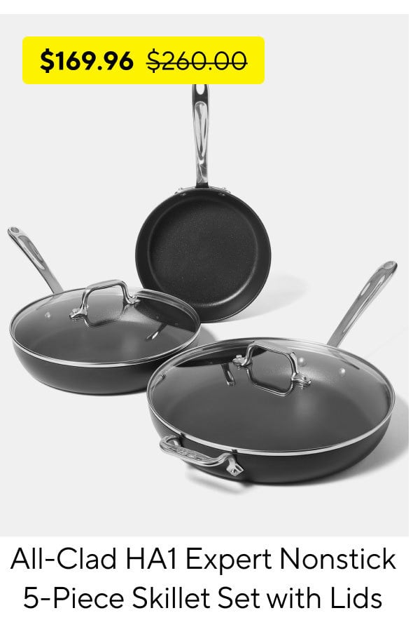 All-Clad HA1 Expert Nonstick 5-Piece Skillet Set with Lids, 8