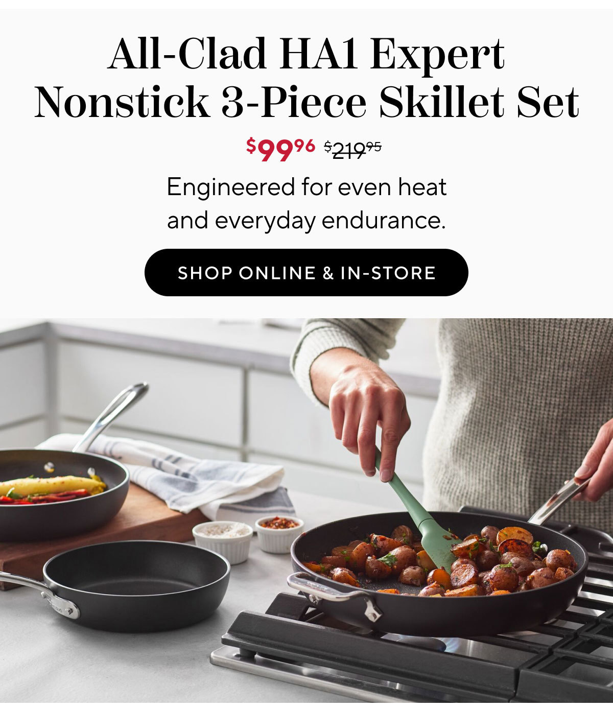 All-Clad HA1 Expert Nonstick 3-Piece Skillet Set, 8