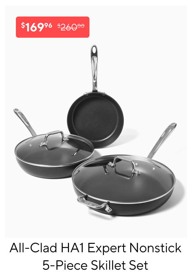 All-Clad HA1 Expert Nonstick 5-Piece Skillet Set with Lids, 8