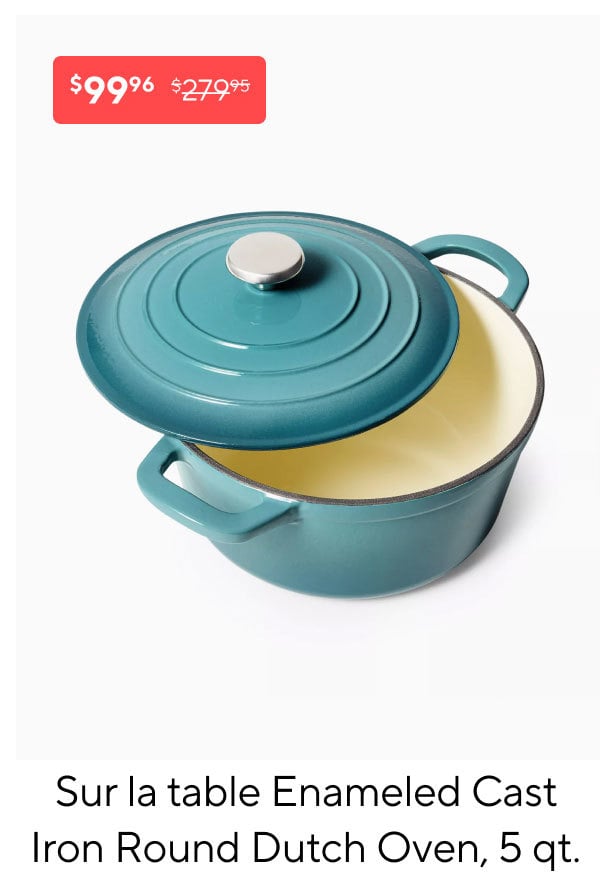 Sur la table Enameled Cast Iron Round Dutch Oven, 5 qt.