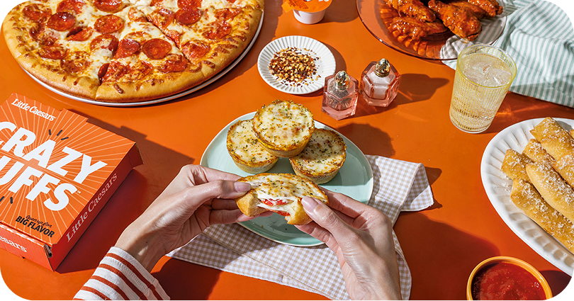 Handheld, puff-shaped pieces of pizza dough filled with cheese and pepperoni or other fillings.