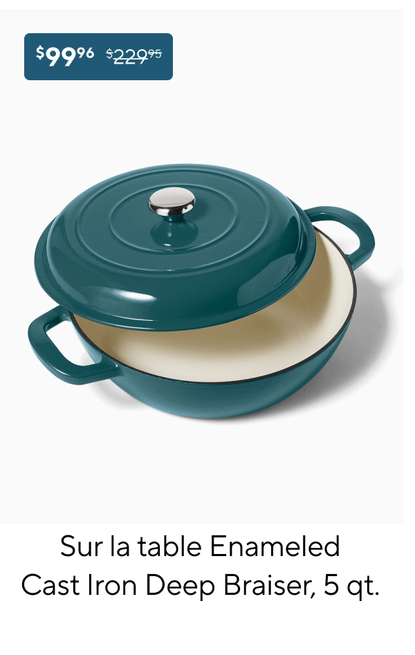 Sur la table Enameled Cast Iron Deep Braiser, 5 qt.