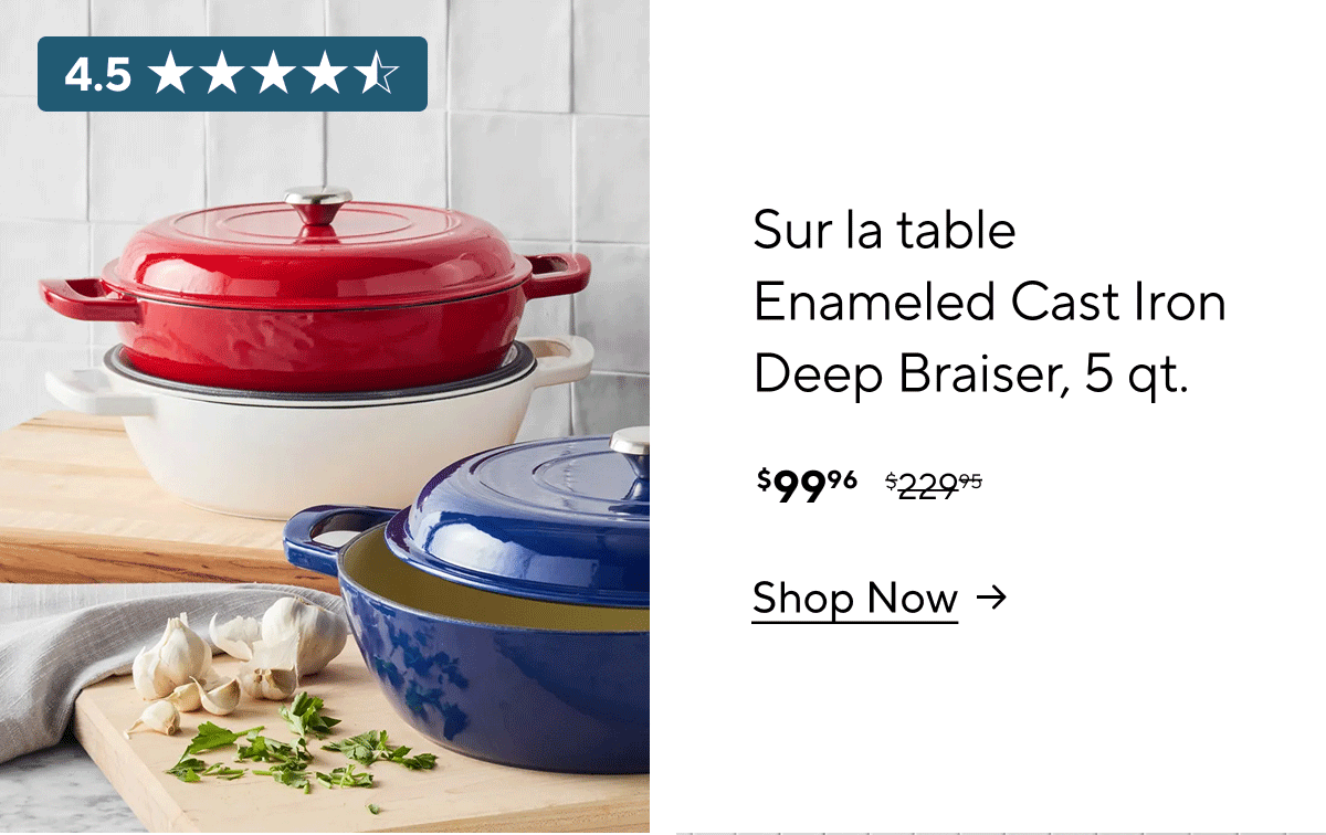 Sur la table Enameled Cast Iron Deep Braiser, 5 qt.