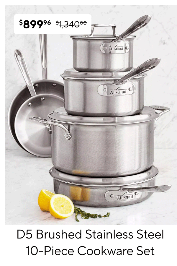 All-Clad D5 Brushed Stainless Steel 10-Piece Cookware Set