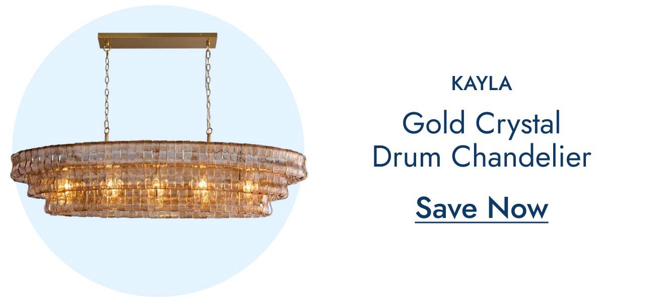 KAYLA Gold Crystal Drum Chandelier