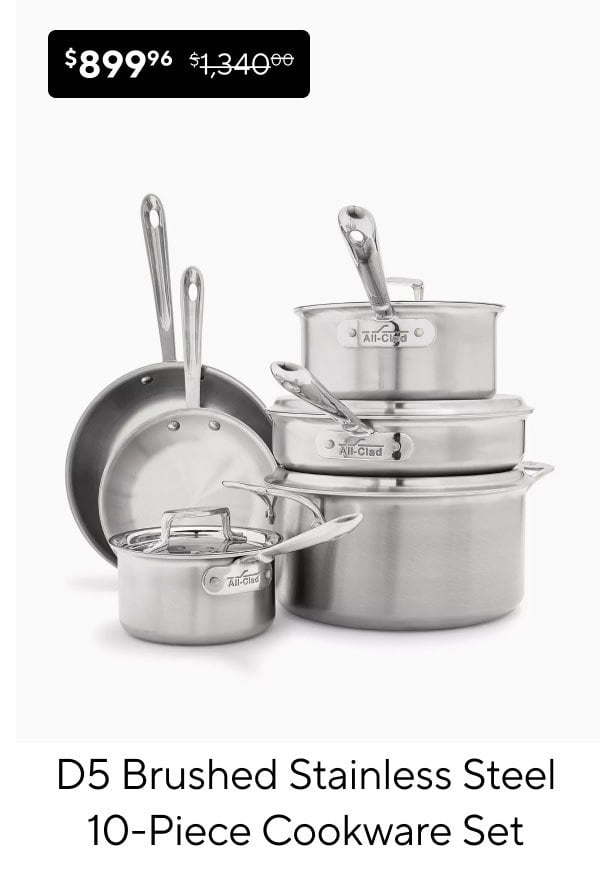 All-Clad D5 Brushed Stainless Steel 10-Piece Cookware Set
