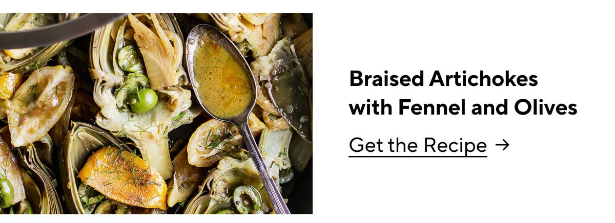 Braised Artichokes  with Fennel and Olives
