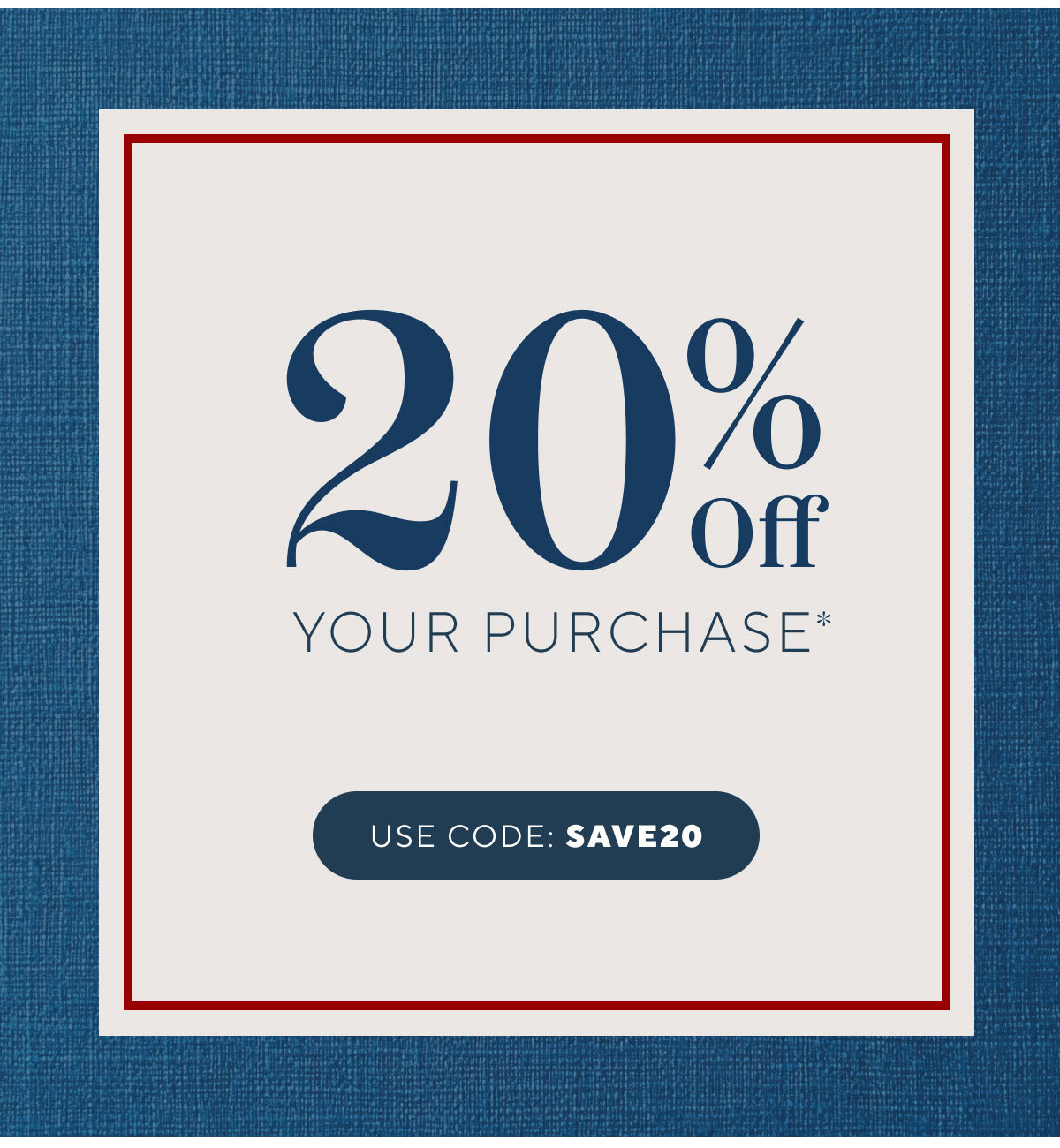 20 percent off purchase