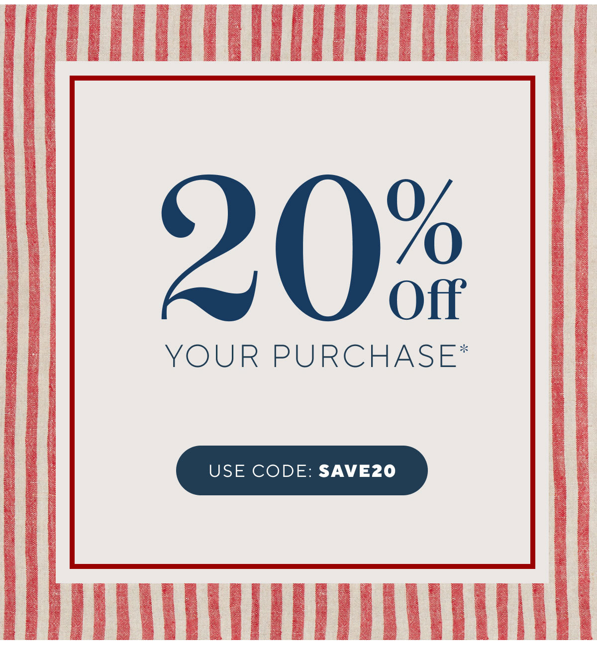 20 percent off purchase