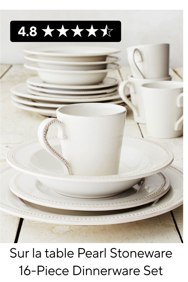 Sur La Table Pearl Stoneware 16-Piece Dinnerware Set