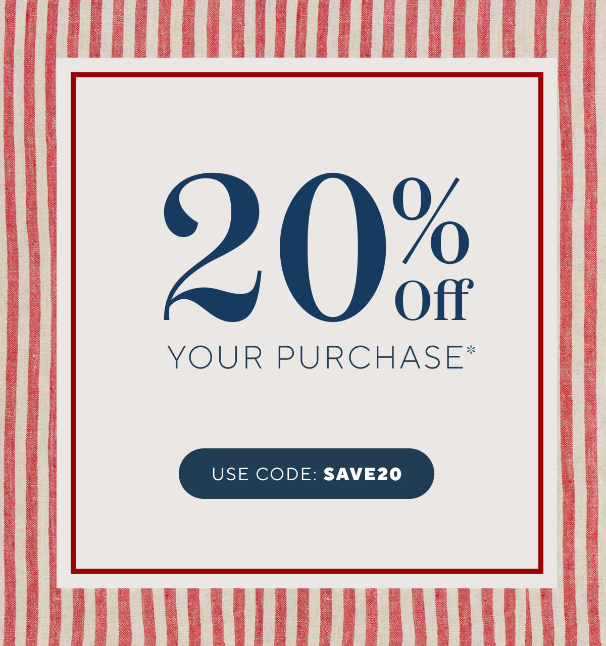 20 percent off purchase